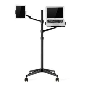 Stojak do laptopa, tableta i smartfona na kółkach - czarny